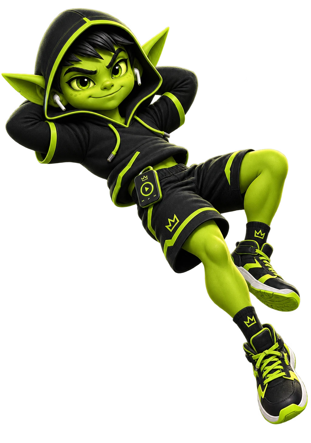 Levitating with earphones, hero character