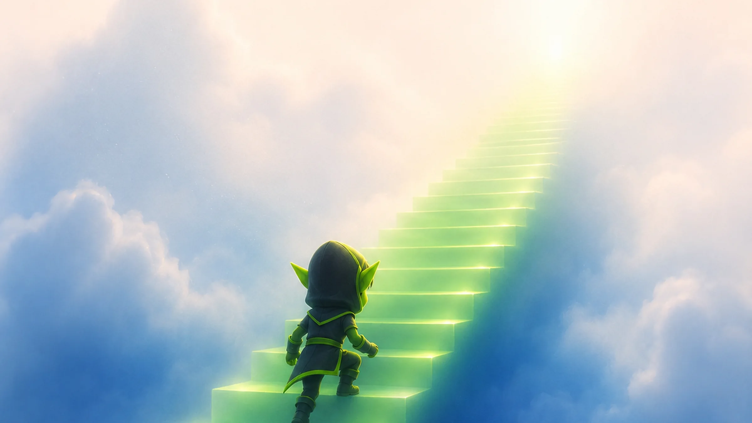 Glowing staircase into the clouds