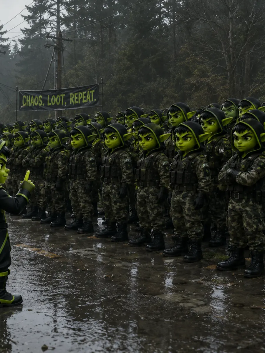 Goblin army in the rain